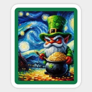 Irish Gnome in Starry Night Sticker